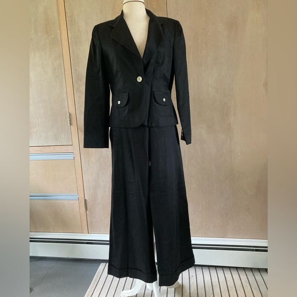 Black Sharagano 2pc Set - Jacket & Pants - Picture 1 of 16